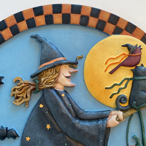 Halloween Debbie Mumm Broomhilda 3D Wall Plaque Halloween Witch 2001 12'' Rare - Picture 5 of 12